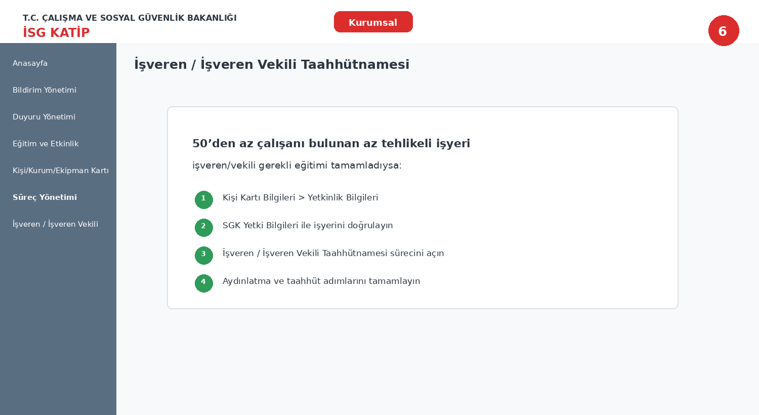İşveren işveren vekili taahhütname süreci